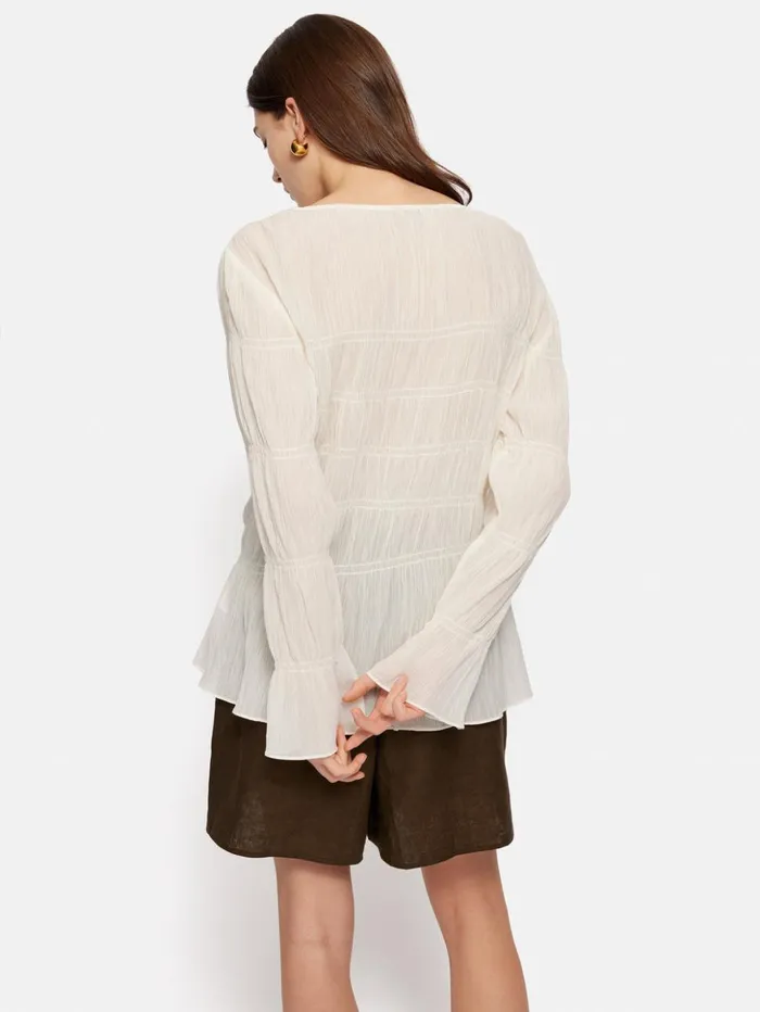 Jigsaw Gauze Viscose Ruched Top Ivory Women Shirts and Tops