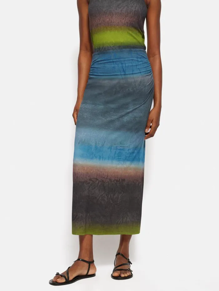 Jigsaw Glazed Abstract Jersey Skirt Brown Women Skirts