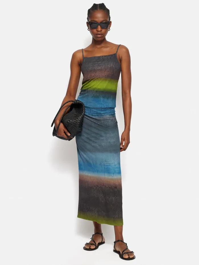 Jigsaw Glazed Abstract Jersey Skirt Brown Women Skirts