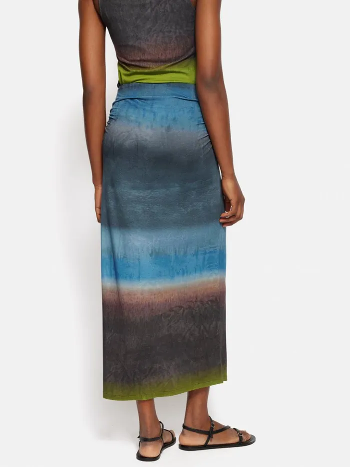 Jigsaw Glazed Abstract Jersey Skirt Brown Women Skirts