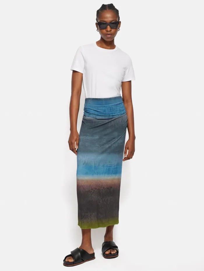Jigsaw Glazed Abstract Jersey Skirt Brown Women Skirts