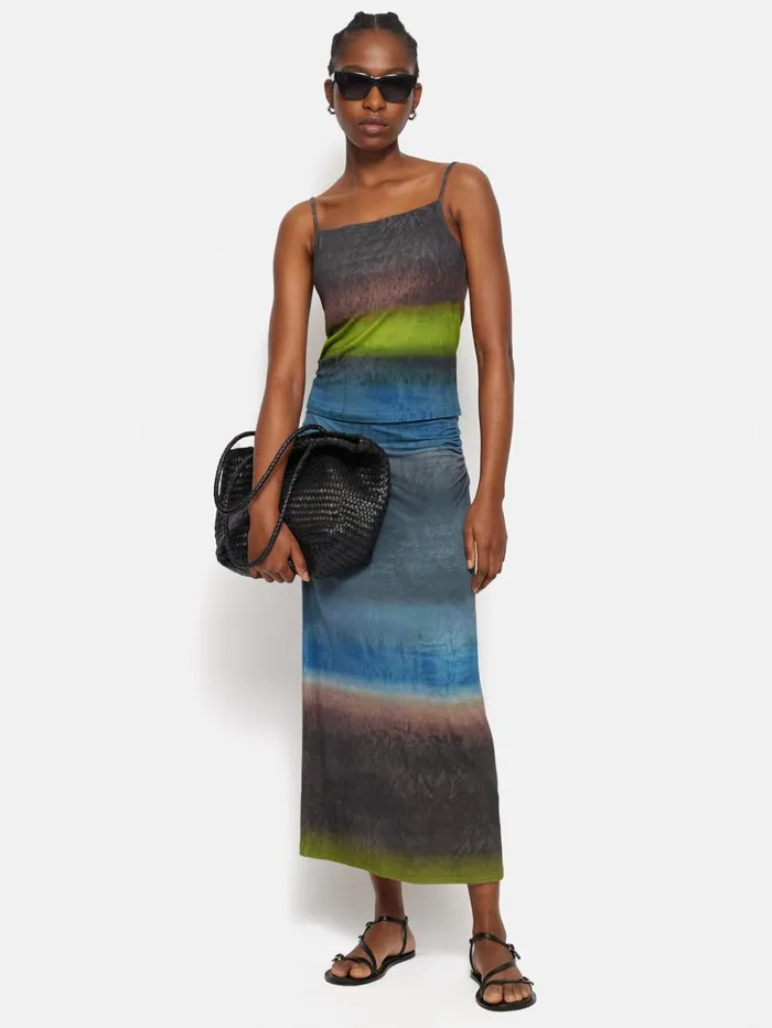 Jigsaw Glazed Abstract Jersey Top Brown Women Coords