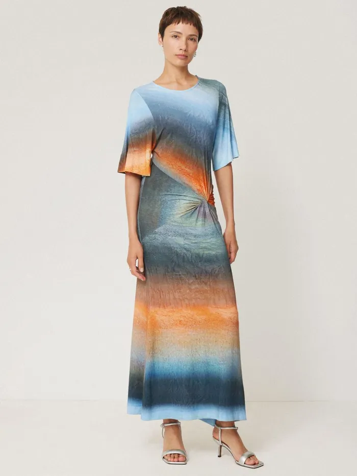 Jigsaw Glazed Abstract Twist Dress Blue Women Dresses and Jumpsuits