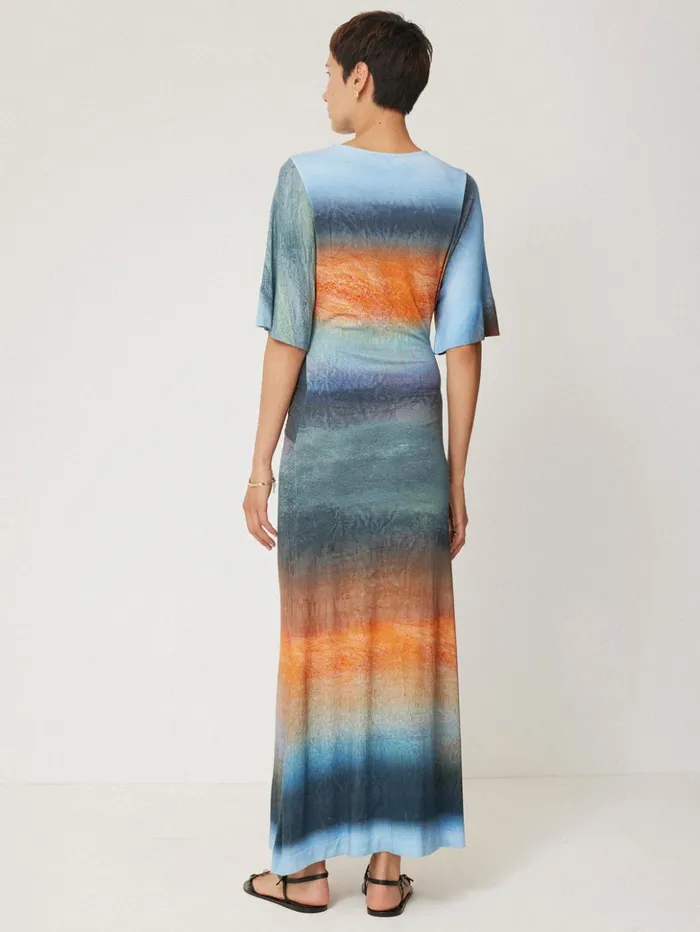 Jigsaw Glazed Abstract Twist Dress Blue Women Dresses and Jumpsuits