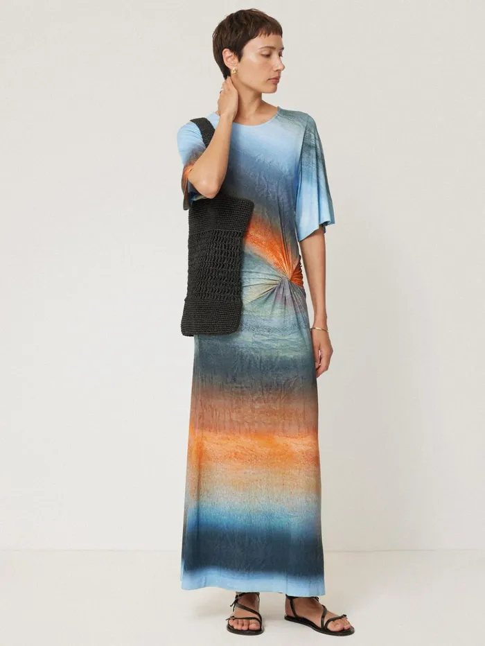 Jigsaw Glazed Abstract Twist Dress Blue Women Dresses and Jumpsuits