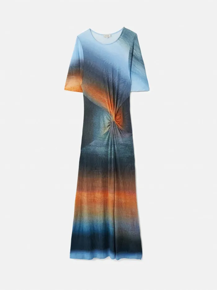 Jigsaw Glazed Abstract Twist Dress Blue Women Dresses and Jumpsuits