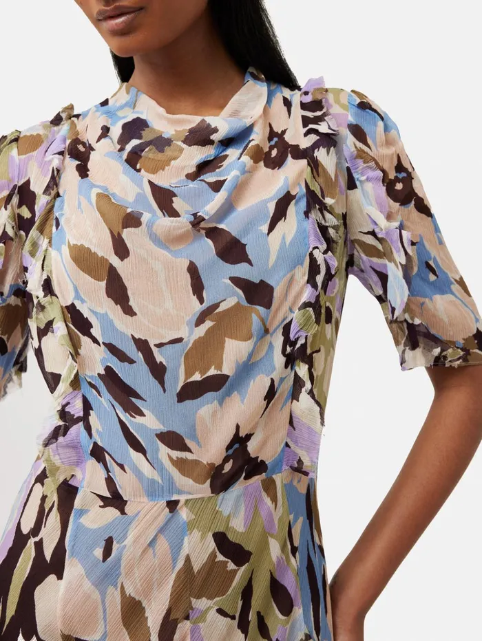 Jigsaw Graphic Pansy Crinkle Dress Lilac Women Dresses and Jumpsuits