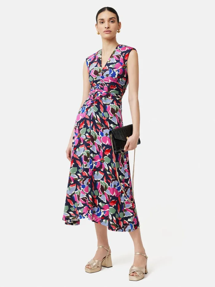 Jigsaw Graphic Pansy Jersey Dress Multi Women Dresses and Jumpsuits