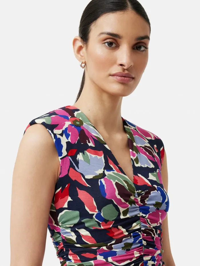 Jigsaw Graphic Pansy Jersey Dress Multi Women Dresses and Jumpsuits