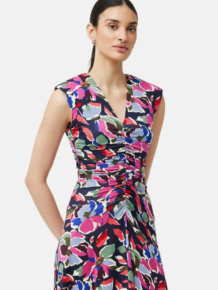 Jigsaw Graphic Pansy Jersey Dress Multi Women Dresses and Jumpsuits