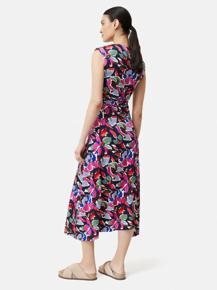 Jigsaw Graphic Pansy Jersey Dress Multi Women Dresses and Jumpsuits
