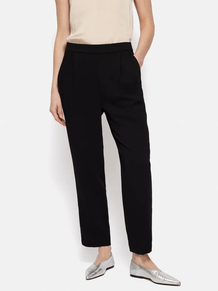 Jigsaw Grosgrain Trim Crepe Jogger Black Women Trousers