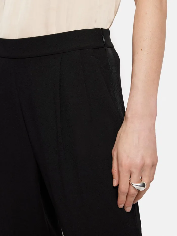 Jigsaw Grosgrain Trim Crepe Jogger Black Women Trousers