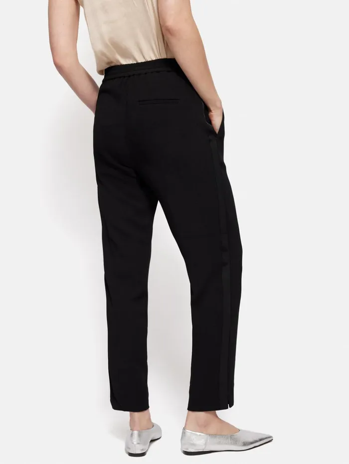 Jigsaw Grosgrain Trim Crepe Jogger Black Women Trousers