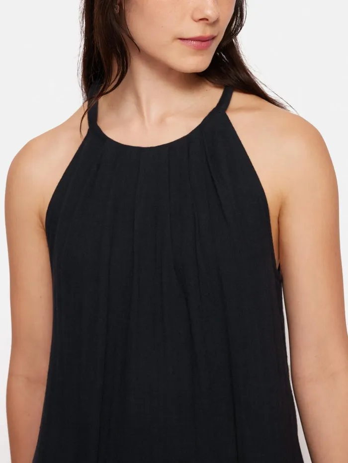 Jigsaw Halter Neck Cheesecloth Dress Navy Women Dresses and Jumpsuits