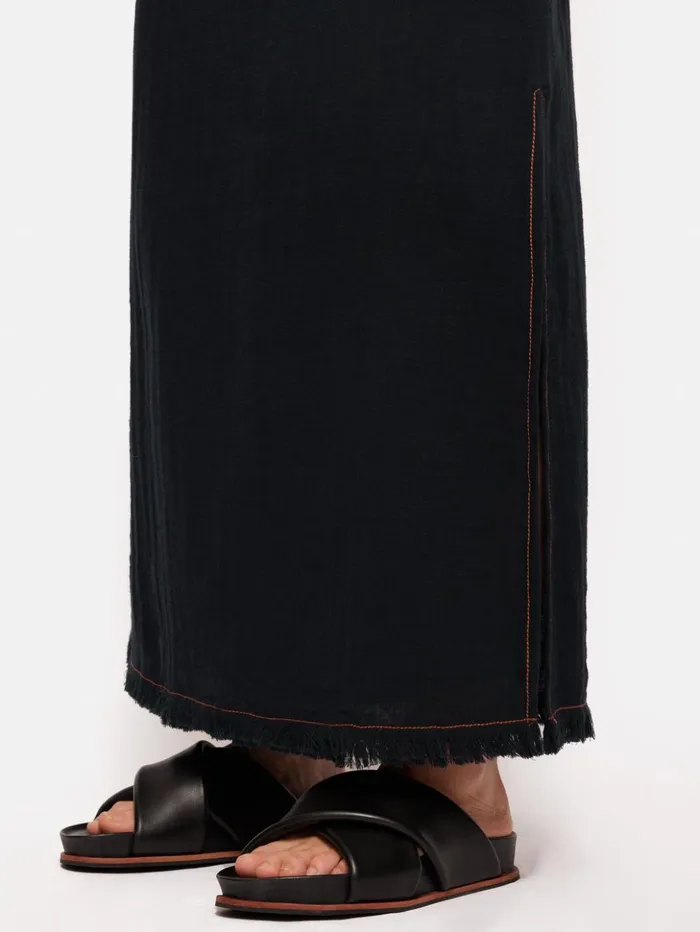 Jigsaw Halter Neck Cheesecloth Dress Navy Women Dresses and Jumpsuits