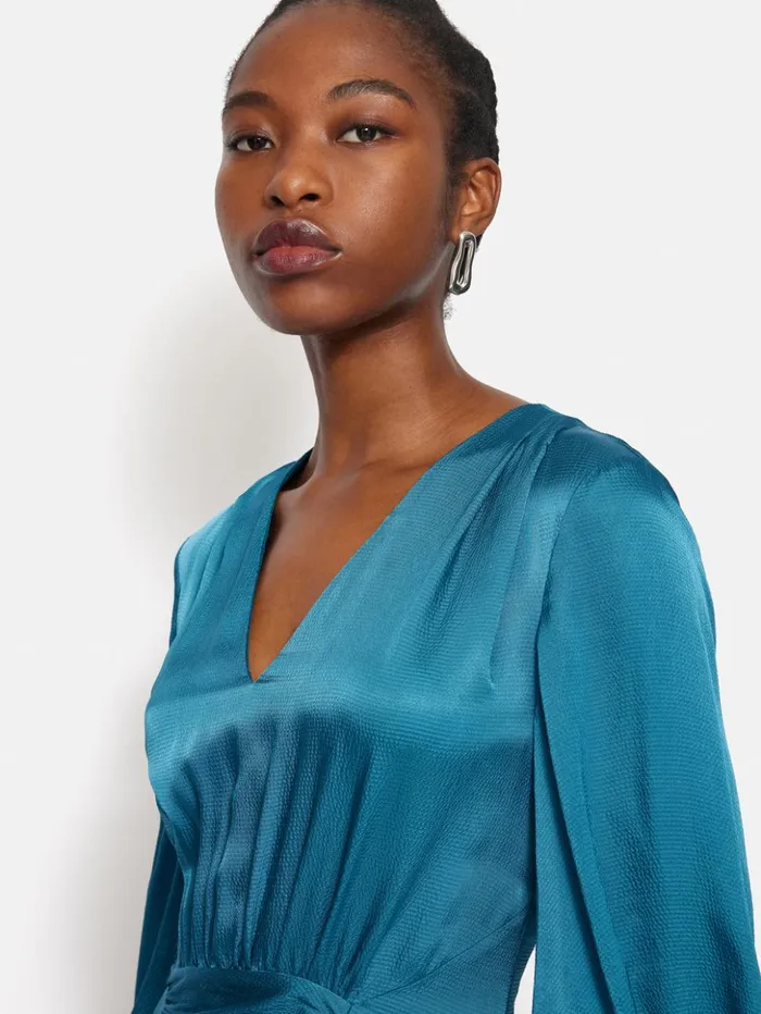Jigsaw Hammered Satin Midi Dress Blue Women Dresses and Jumpsuits