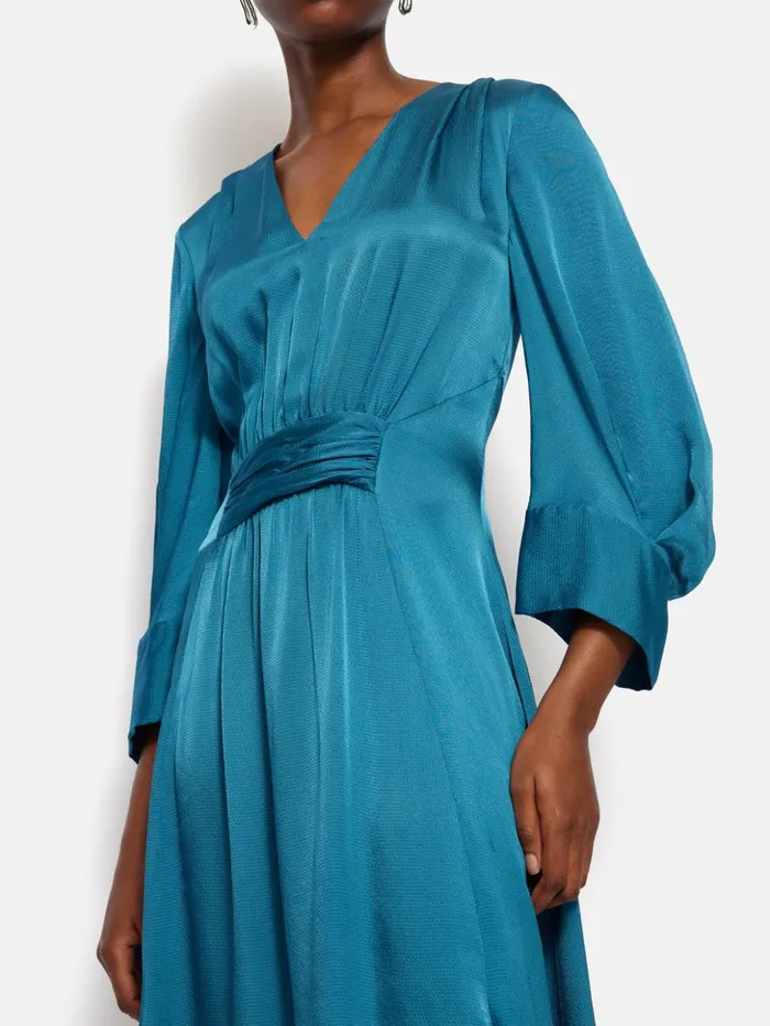 Jigsaw Hammered Satin Midi Dress Blue Women Dresses and Jumpsuits