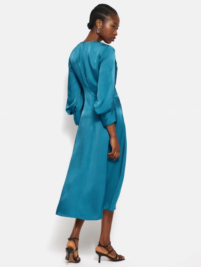 Jigsaw Hammered Satin Midi Dress Blue Women Dresses and Jumpsuits