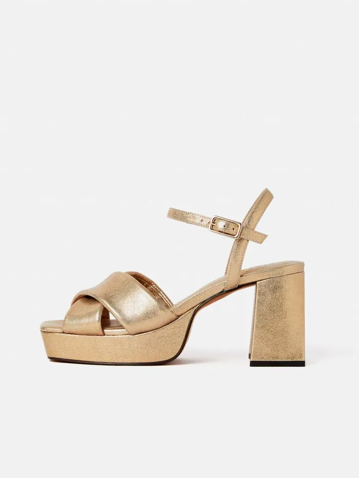 Jigsaw Hanna Platform Sandal Gold Women Heels