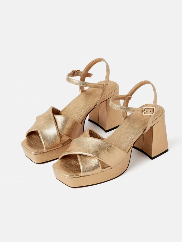 Jigsaw Hanna Platform Sandal Gold Women Heels