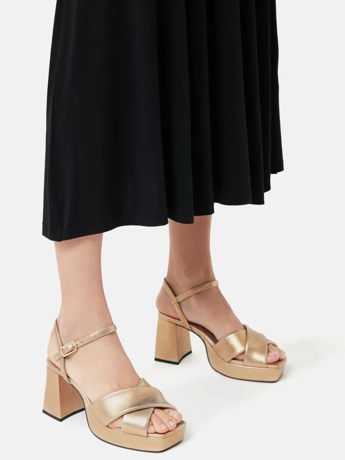 Jigsaw Hanna Platform Sandal Gold Women Heels