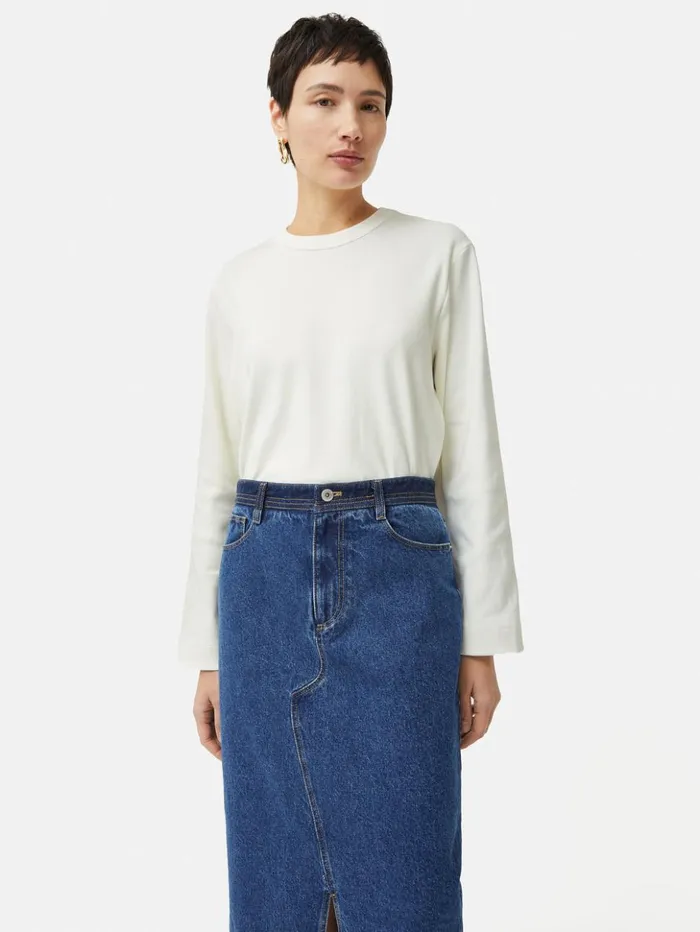 Jigsaw Heavy Cotton Sweatshirt Cream Women Shirts and Tops