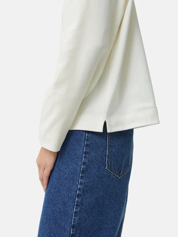 Jigsaw Heavy Cotton Sweatshirt Cream Women Shirts and Tops