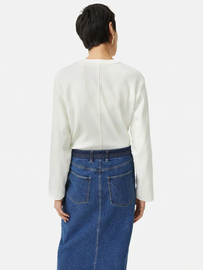 Jigsaw Heavy Cotton Sweatshirt Cream Women Shirts and Tops