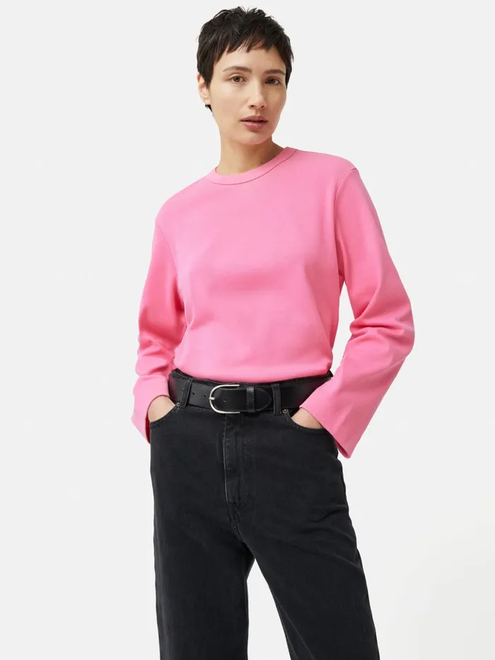 Jigsaw Heavy Cotton Sweatshirt Pink Women Shirts and Tops