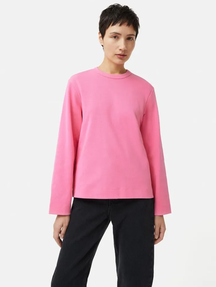Jigsaw Heavy Cotton Sweatshirt Pink Women Shirts and Tops
