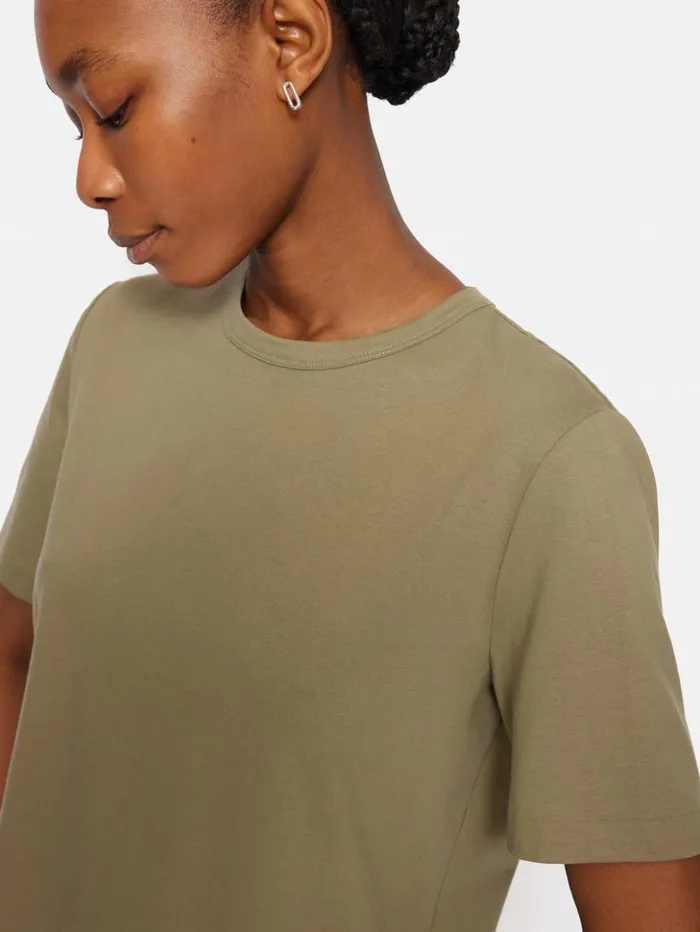 Jigsaw Heavy Cotton Tshirt Khaki Women Shirts and Tops