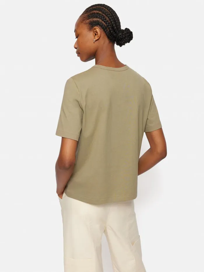 Jigsaw Heavy Cotton Tshirt Khaki Women Shirts and Tops