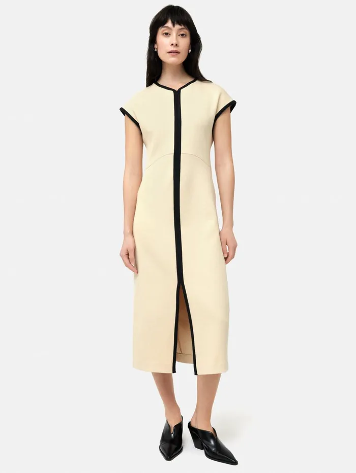 Jigsaw Heavy Crepe Zip Column Dress Cream Women Dresses and Jumpsuits