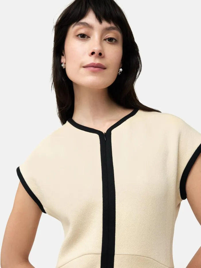 Jigsaw Heavy Crepe Zip Column Dress Cream Women Dresses and Jumpsuits