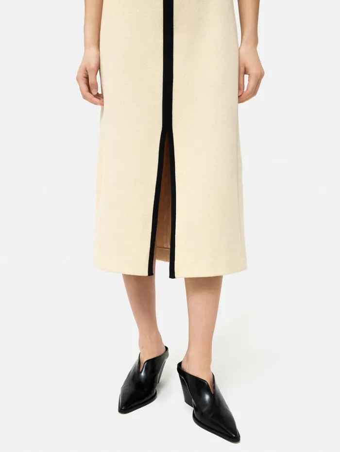 Jigsaw Heavy Crepe Zip Column Dress Cream Women Dresses and Jumpsuits