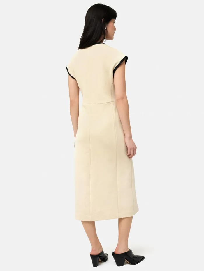Jigsaw Heavy Crepe Zip Column Dress Cream Women Dresses and Jumpsuits