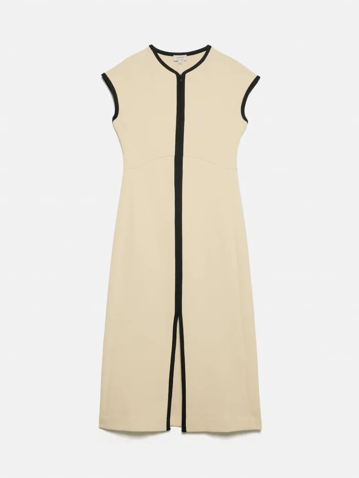 Jigsaw Heavy Crepe Zip Column Dress Cream Women Dresses and Jumpsuits