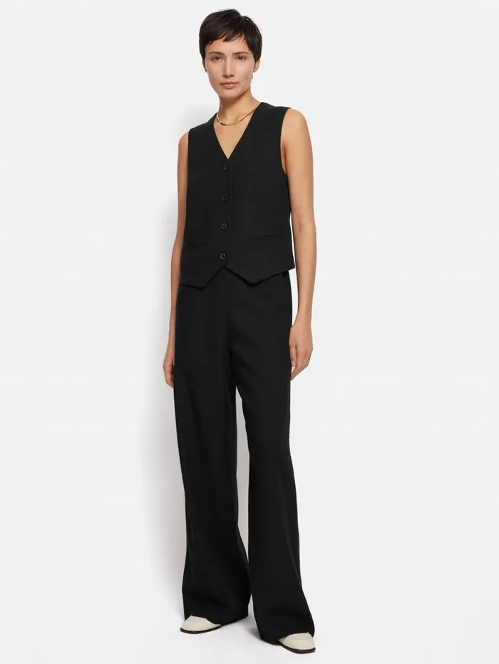 Jigsaw Hopsack Tailored Waistcoat Black Women Coats and Jackets
