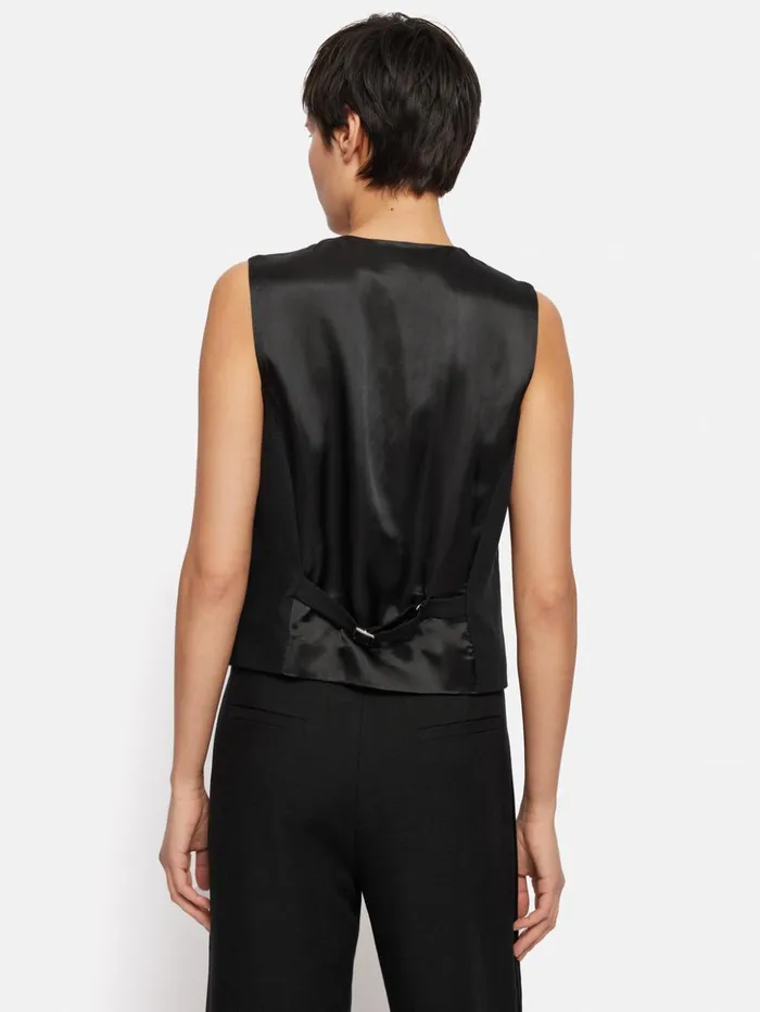 Jigsaw Hopsack Tailored Waistcoat Black Women Coats and Jackets