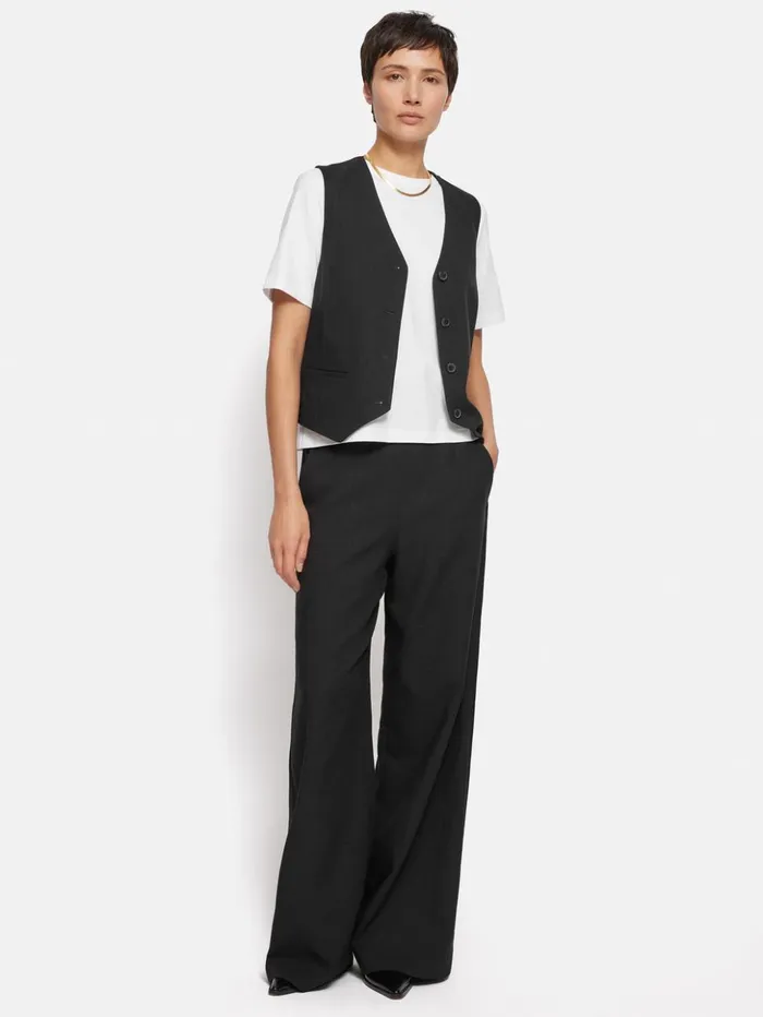Jigsaw Hopsack Tailored Waistcoat Black Women Coats and Jackets