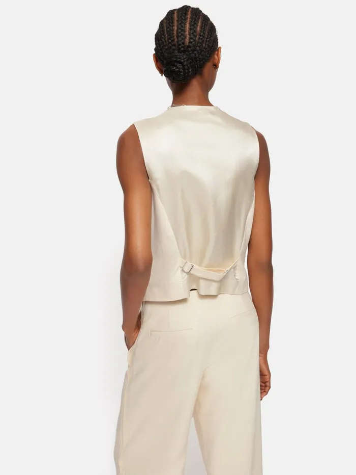 Jigsaw Hopsack Tailored Waistcoat Cream Women Coats and Jackets