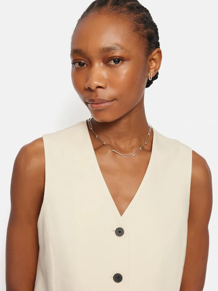 Jigsaw Hopsack Tailored Waistcoat Cream Women Shirts and Tops