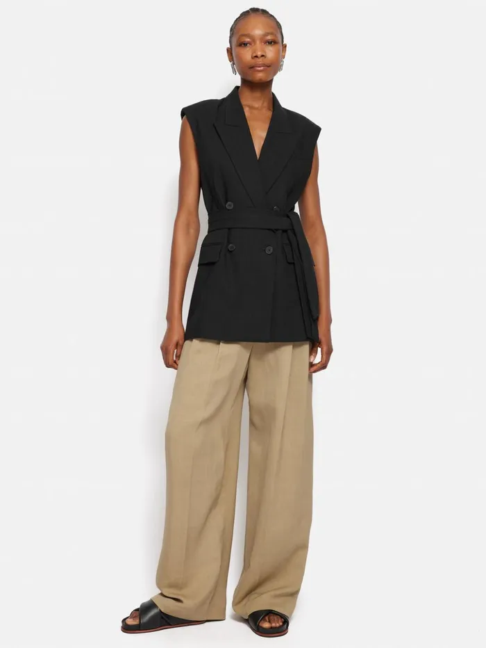 Jigsaw Hopsack Tatton Waistcoat Black Women Shirts and Tops