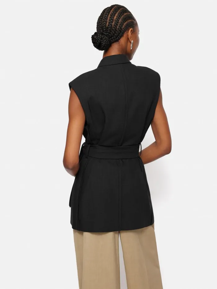 Jigsaw Hopsack Tatton Waistcoat Black Women Shirts and Tops