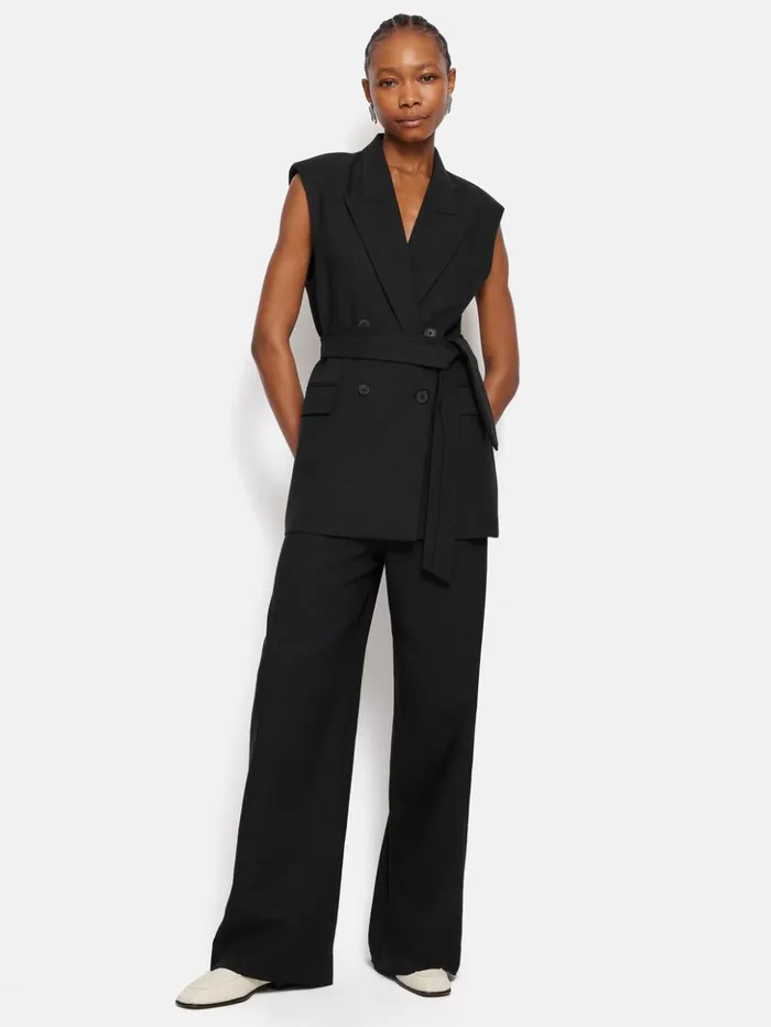 Jigsaw Hopsack Tatton Waistcoat Black Women Shirts and Tops