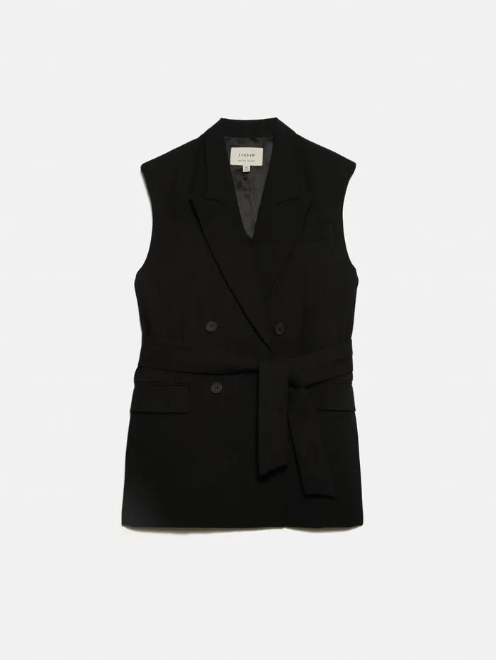 Jigsaw Hopsack Tatton Waistcoat Black Women Shirts and Tops