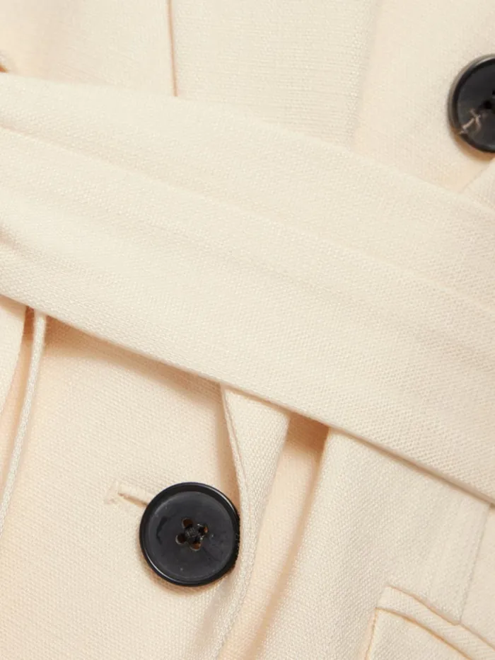 Jigsaw Hopsack Tatton Waistcoat Cream Women Coats and Jackets