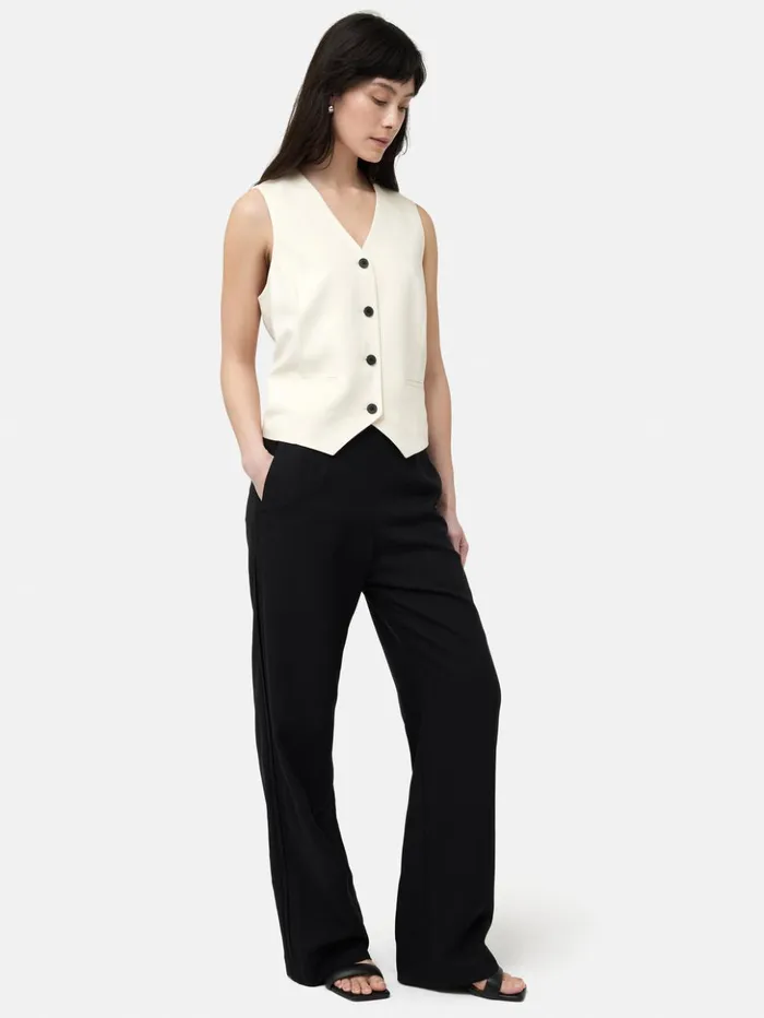 Jigsaw Hopsack Tux Trouser Black Women Trousers
