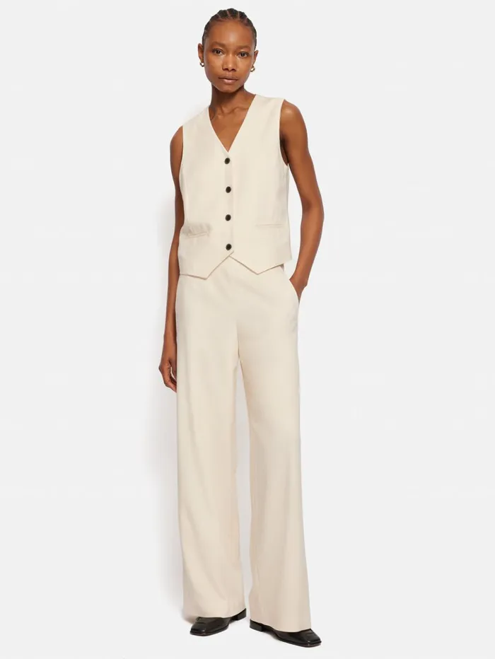 Jigsaw Hopsack Tux Trouser Cream Women Trousers